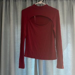 2/$12🎉Forever 21 High Neck Long Sleeve with Scoop Neck Cutout